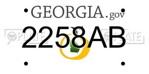2258AB Georgia License Plate