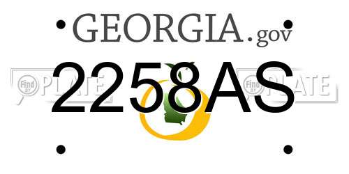 2258AS Georgia License Plate