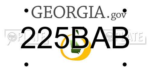 225BAB Georgia License Plate