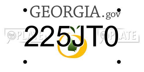 225JT0 Georgia License Plate
