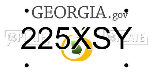 225XSY Georgia License Plate