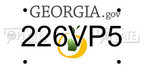 226VP5 Georgia License Plate