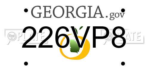 226VP8 Georgia License Plate