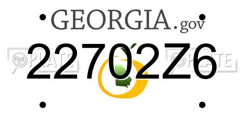 22702Z6 Georgia License Plate