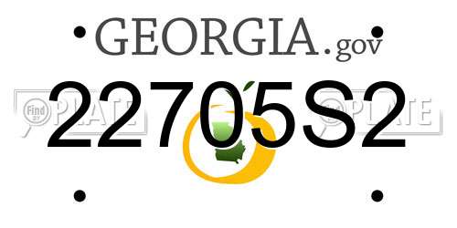 22705S2 Georgia License Plate