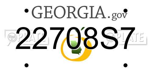 22708S7 Georgia License Plate