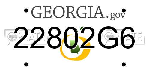 22802G6 Georgia License Plate