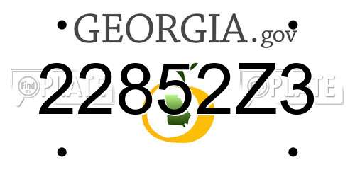 22852Z3 Georgia License Plate