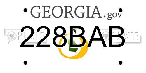 228BAB Georgia License Plate