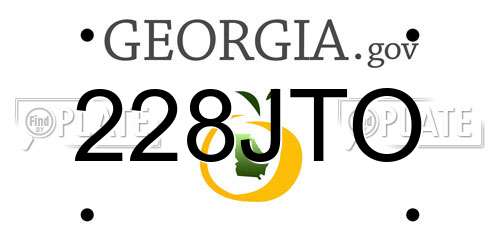 228JTO Georgia License Plate