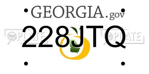 228JTQ Georgia License Plate