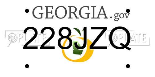 228JZQ Georgia License Plate