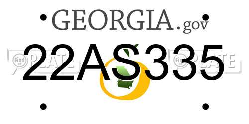 22AS335 Georgia License Plate