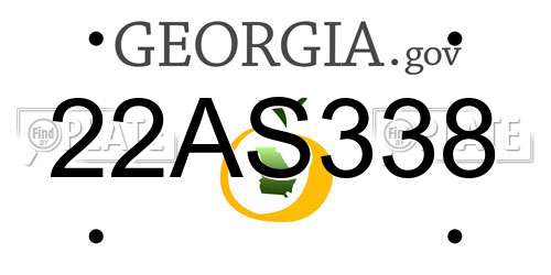 22AS338 Georgia License Plate