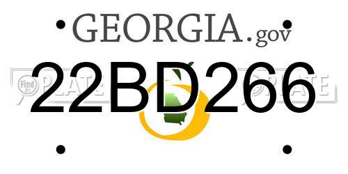 22BD266 Georgia License Plate