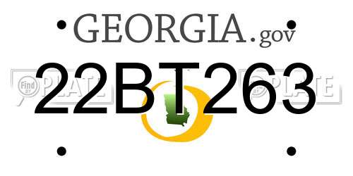 22BT263 Georgia License Plate