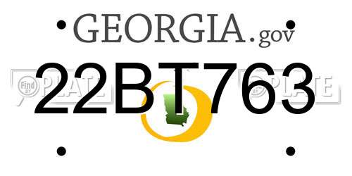 22BT763 Georgia License Plate