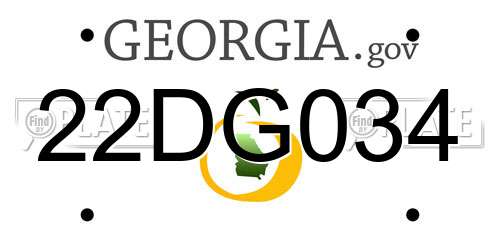 22DG034 Georgia License Plate