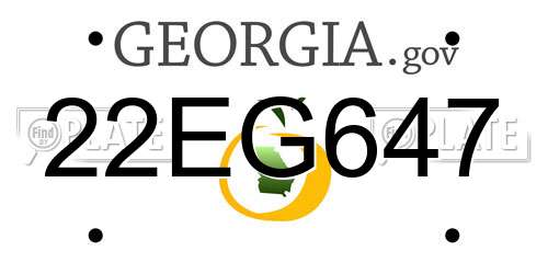 22EG647 Georgia License Plate