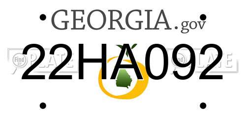 22HA092 Georgia License Plate