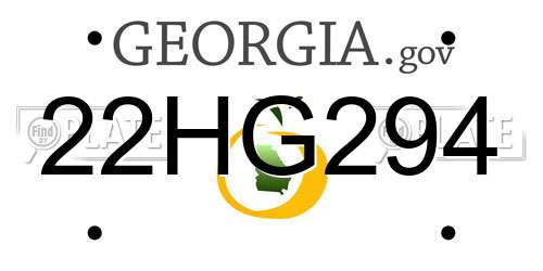 22HG294 Georgia License Plate