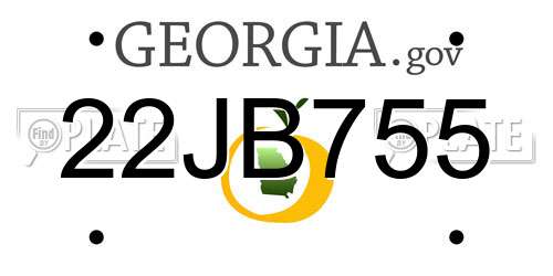 22JB755 Georgia License Plate