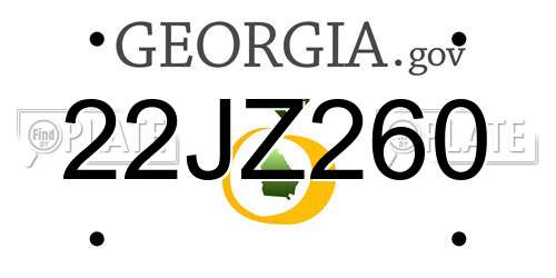 22JZ260 Georgia License Plate