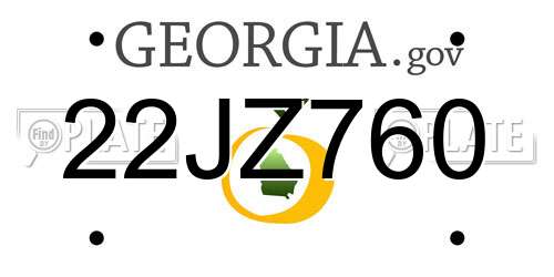 22JZ760 Georgia License Plate