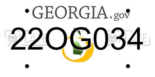 22OG034 Georgia License Plate