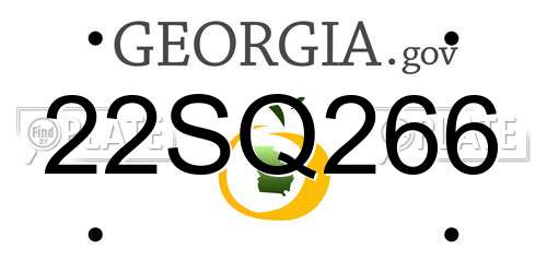 22SQ266 Georgia License Plate