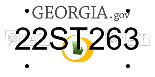 22ST263 Georgia License Plate