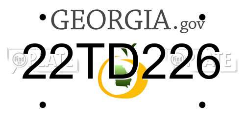 22TD226 Georgia License Plate