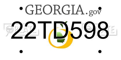 22TD598 Georgia License Plate