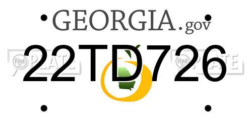 22TD726 Georgia License Plate