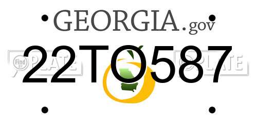 22TO587 Georgia License Plate