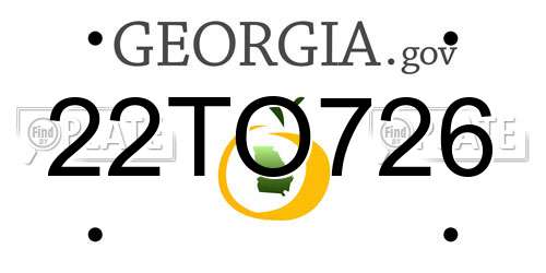 22TO726 Georgia License Plate