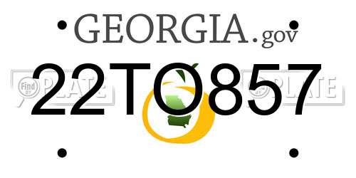22TO857 Georgia License Plate