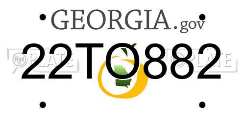 22TO882 Georgia License Plate