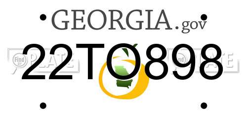 22TO898 Georgia License Plate
