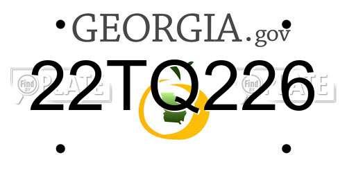 22TQ226 Georgia License Plate