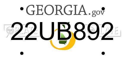 22UB892 Georgia License Plate