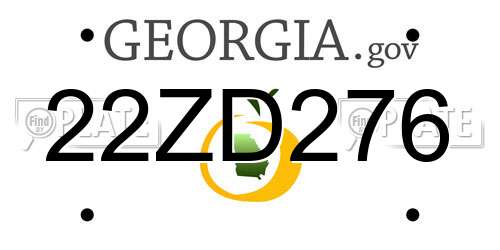22ZD276 Georgia License Plate