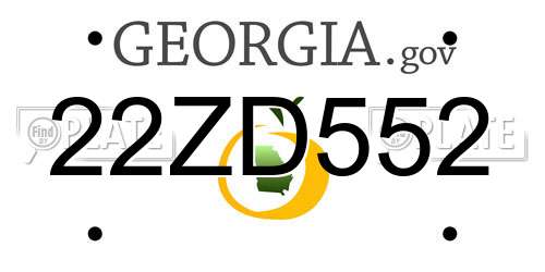 22ZD552 Georgia License Plate