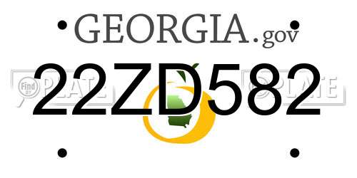 22ZD582 Georgia License Plate