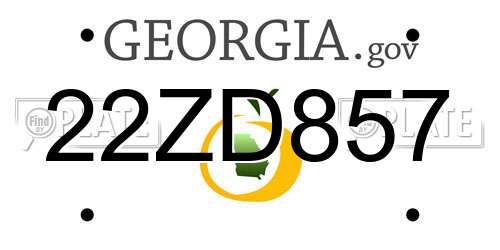 22ZD857 Georgia License Plate