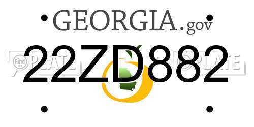 22ZD882 Georgia License Plate