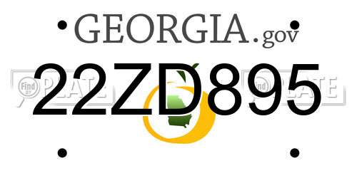 22ZD895 Georgia License Plate