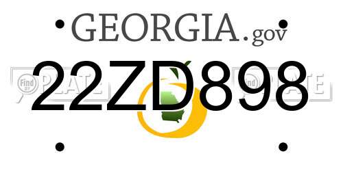 22ZD898 Georgia License Plate