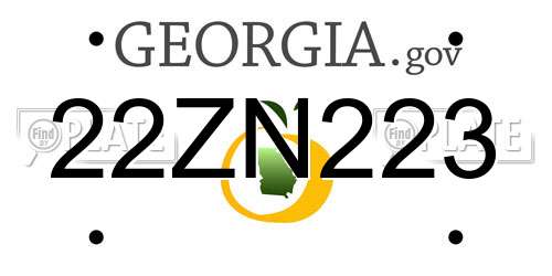 22ZN223 Georgia License Plate