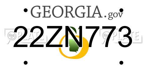 22ZN773 Georgia License Plate